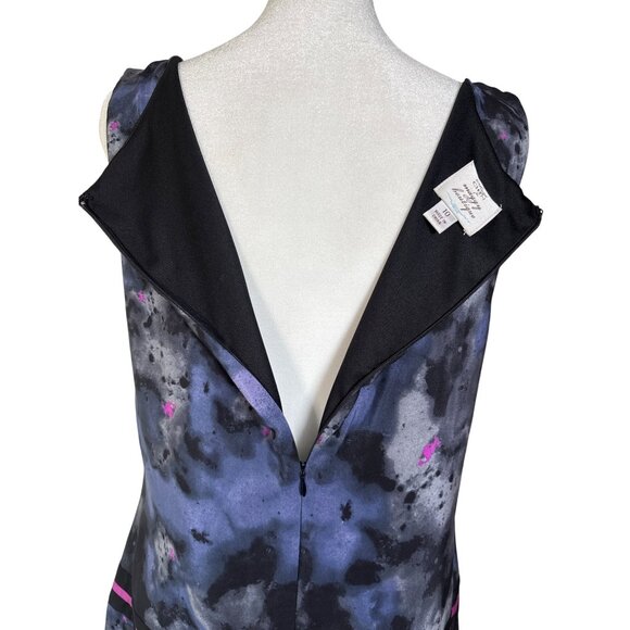 SUZI CHIN Dress Size 10 for Maggy Boutique Silk Sleeveless Abstract Print Sheath - Picture 8 of 10